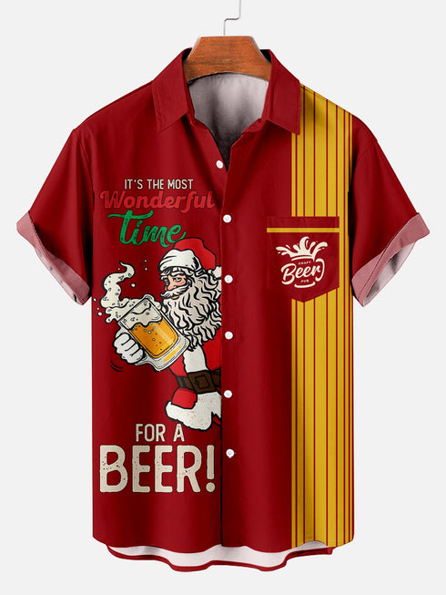 Men's Christmas Funny Graphic Short Sleeve Hawaiian Shirt